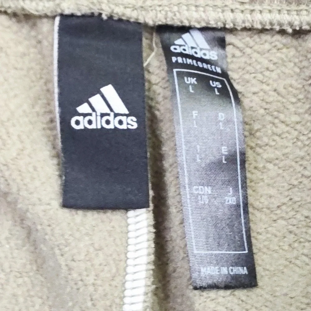 Adidas Primegreen Mens Large Sweatpants Joggers Tan Logo Graphic Casual Athletic